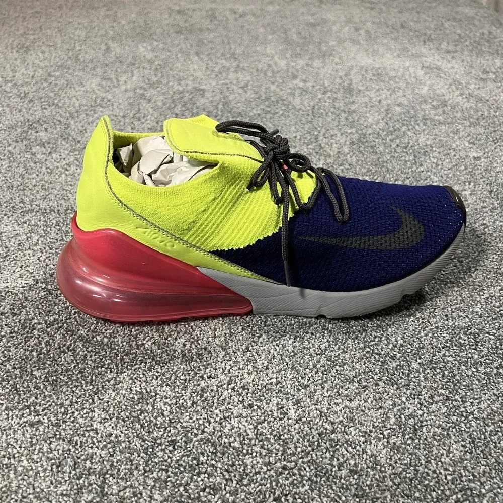 Nike Air Max 270 Flyknit Men's 12 AO1023-501 Volt Blue Pink Running Shoes